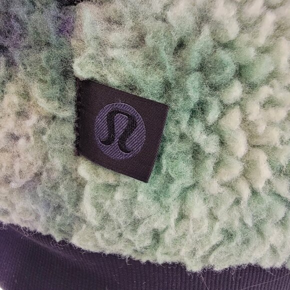 Lululemon Women's Diamond Dye Green Multi Lab Textured Fleece Bomber Jacket XL - Picture 7 of 10